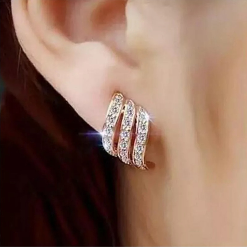 Rose Gold over 925 Sterling Silver Cubic Zirconia Earrings